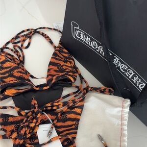 Chrome Hearts Orange and Black Patterned Bikini